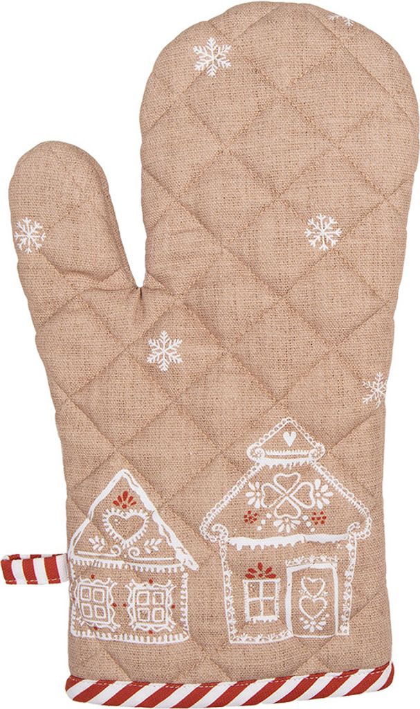 Clayre & Eef Ofenhandschuh 18x30 cm Braun Baumwolle Produktbild 