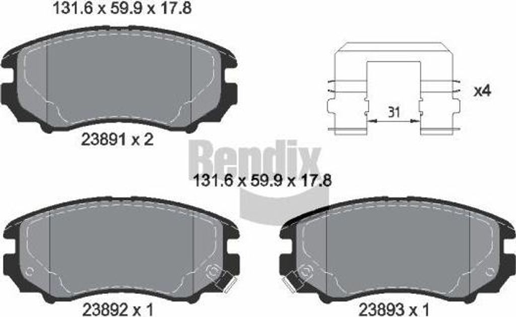 BENDIX Braking BPD1620 Bremsbelagsatz, Scheibenbremse OE 5810138A80 kompatibel mit Sonata, Sportage