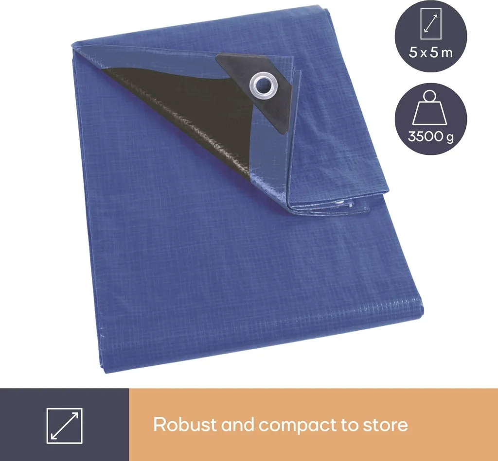 Bâche indéchirable 5x5 mètres avec oeillets - Protection grand format - 8
