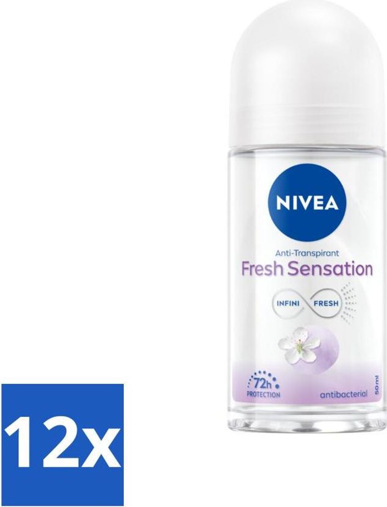 NIVEA - Deodorant Roller - Fresh Sensation - 72 Stunden Antitranspirant - 50 ml - Vorteilspack - 12 Stücke