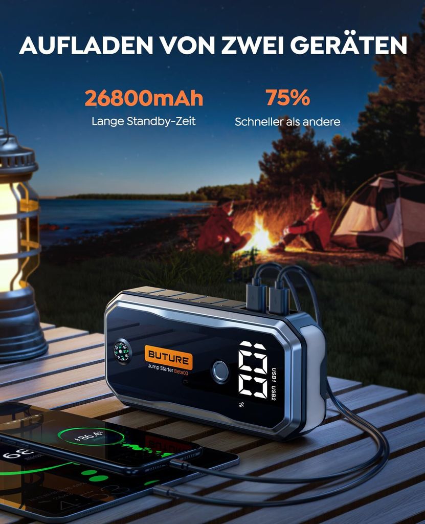 Powerbank do rozruchu samochodowego BuTure, prąd szczytowy Zdjęcie produktu 3