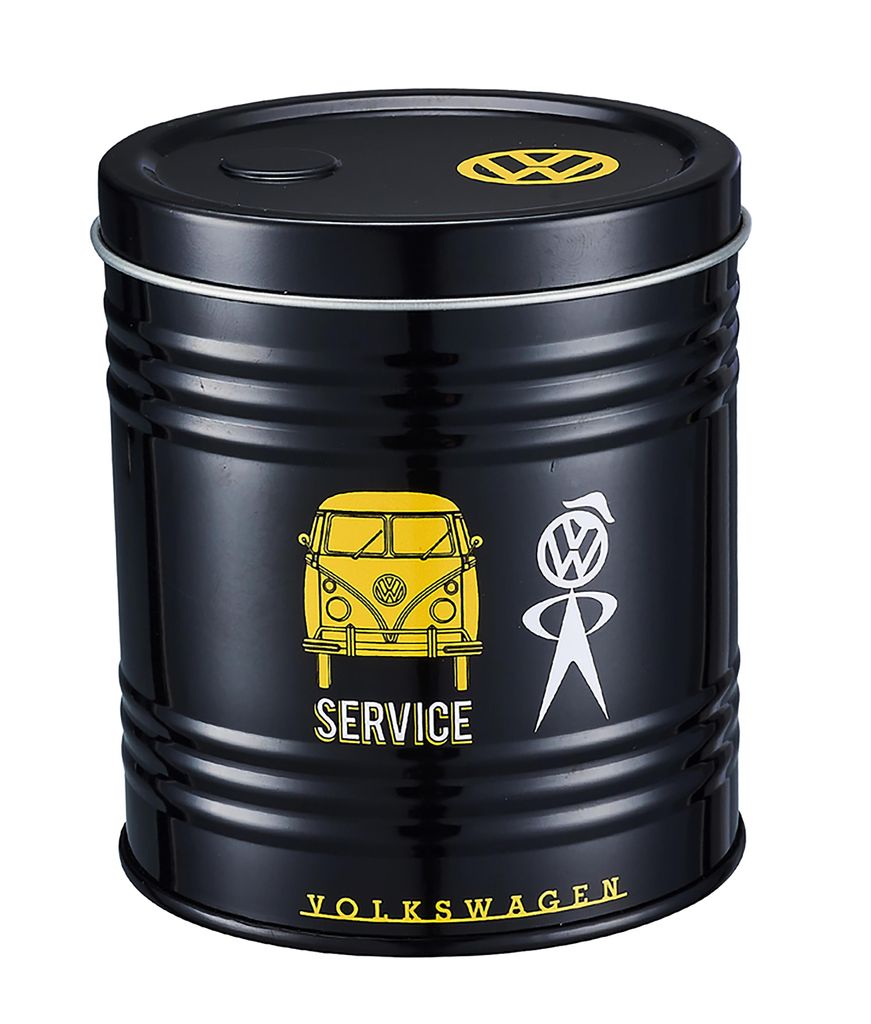 VW ASCHENBECHER "ÖLFASS" aus Metall mit Deckel Produktbild 