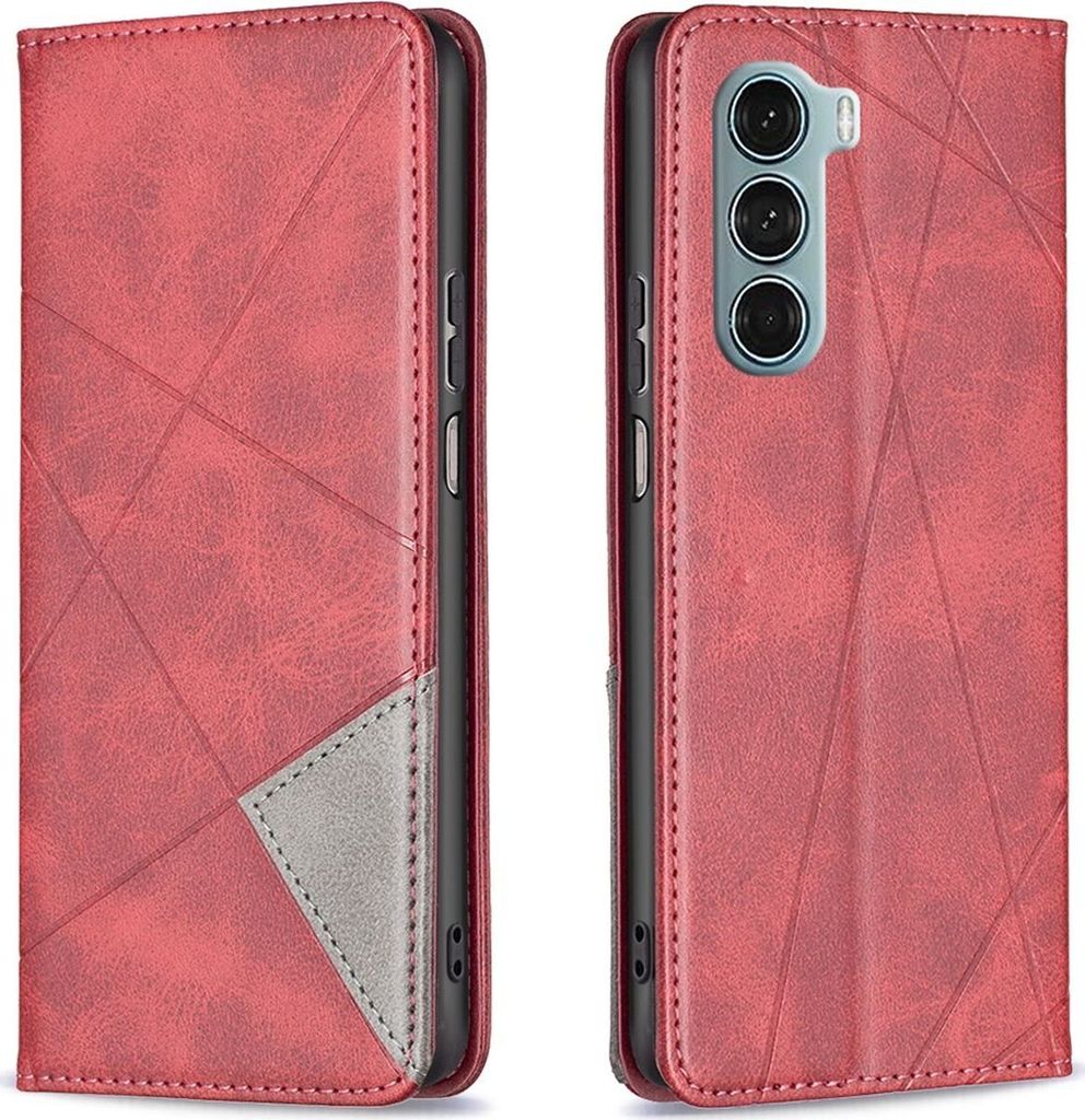 Mobigear Rhombus Slim Motorola Moto G200 5G Hülle Klapphülle - Rot