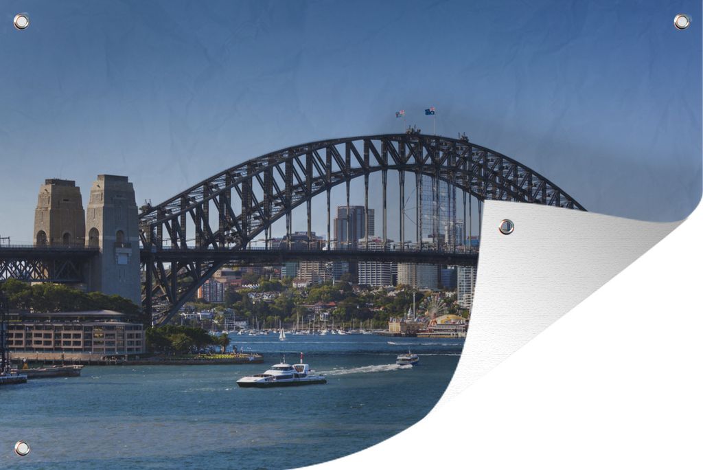 MuchoWow 60x40 cm Outdoor-Poster Gartendeko Sichtschutz Garten Poster für den Garten Boote unter der Sydney Harbour Bridge in Australien