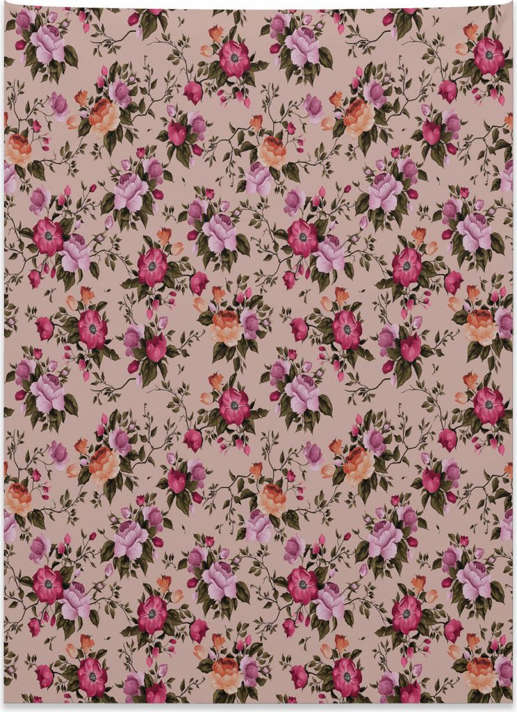Abakuhaus Blume Wandteppich, Blumenmuster mit Rose aus Weiches Mikrofaser Stoff Kein Verblassen Klare Farben Waschbar, 110 x 150 cm, Dunkelgrün Ro...
