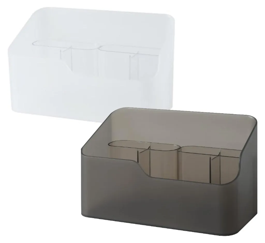Organiseur de maquillage 2 parties avec porte-pinceaux amovible blanc