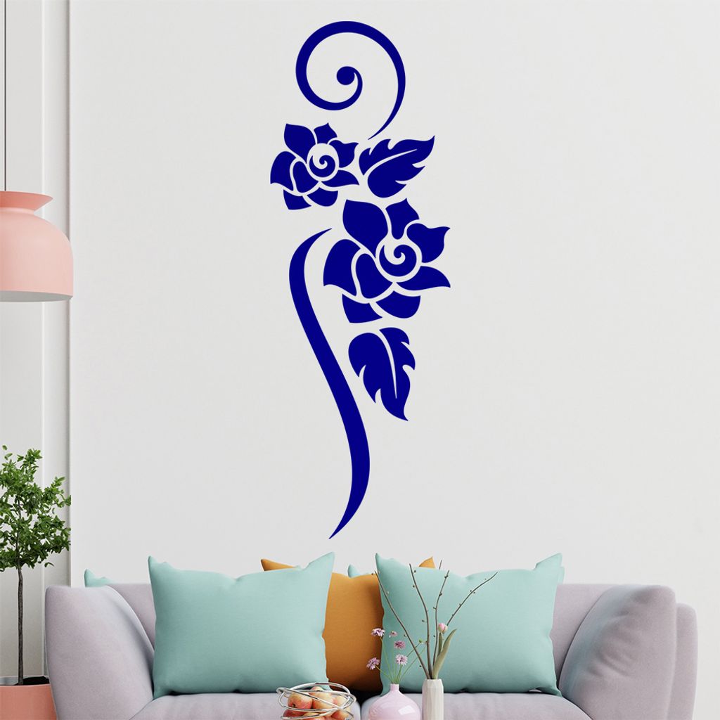 Blume - Linien Wandtattoo in 6 Größen - Wandaufkleber Wall Sticker - Dekoration, Küche, Wohnzimmer, Schlafzimmer, Badezimmer