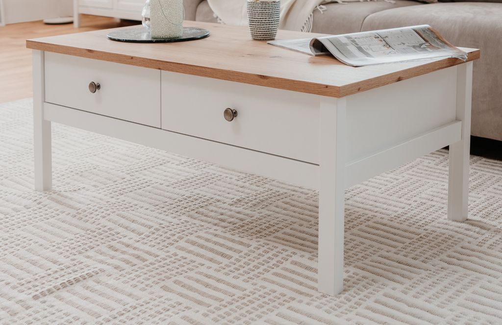 Finori Couchtisch Bergen 56A Weiß und Handwerkliche Eiche Produktbild 5