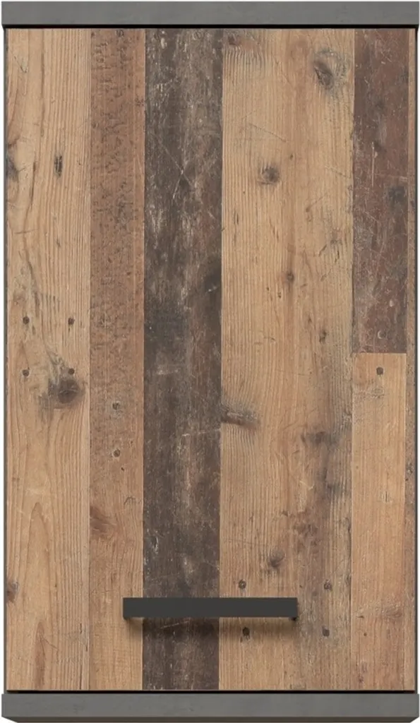 Meuble Haut Veris 1 Porte en Vieux Bois Vintage et Effet Béton 40cm