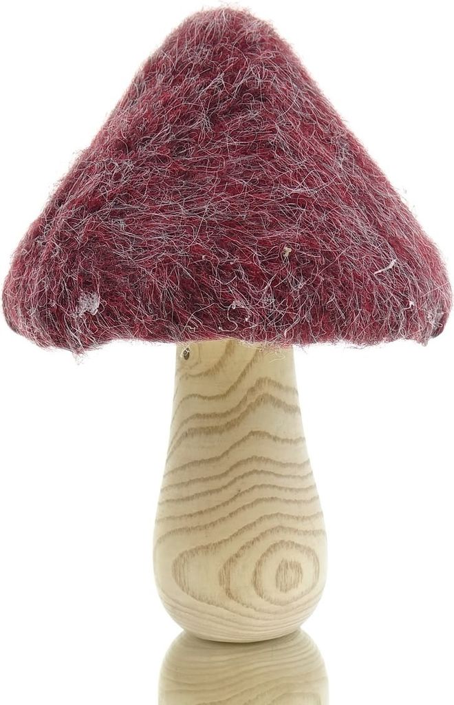 GASPER Herbst- und Weihnachtsdeko Pilz Rot & Natur Ø 17 cm - Holz & Filz