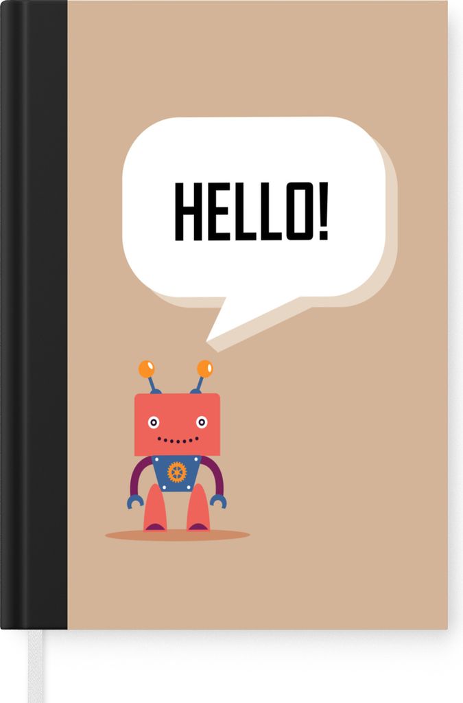 MuchoWow Notizbuch Tagebuch Haushaltsbuch Notebook A5 Sprichwörter - Zitate - Hallo! - Roboter - Zahnrad - Kinder - Notizblock - Notizheft - Not...