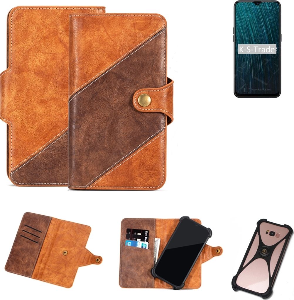 K-S-Trade Handyhülle Schutzhülle Bookstyle Case Wallet-Case kompatibel mit Oppo A5s Cover Klapphülle Kantenschutz Smartphone dunkelbraun braun 1x