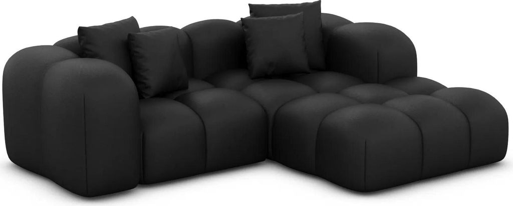 Echtleder L-Form Studio Sofa Valora Schwarz Rechts