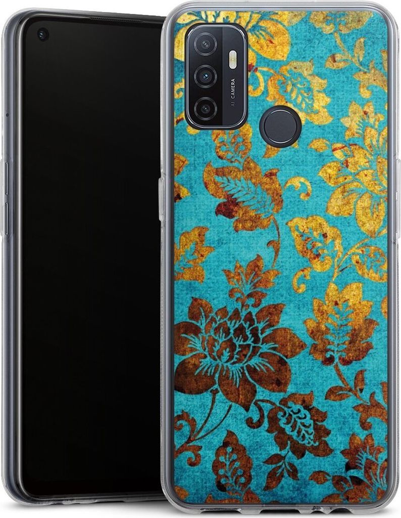 DeinDesign Handyhülle für Oppo A53 Silikon Hülle Case Smartphone Schutzhülle Blumen Ornamente Vintage
