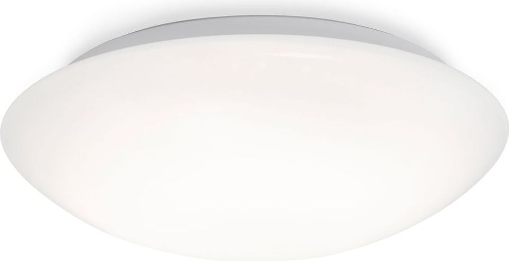 A white LED ceiling light with a gray trim is shown against a white background.