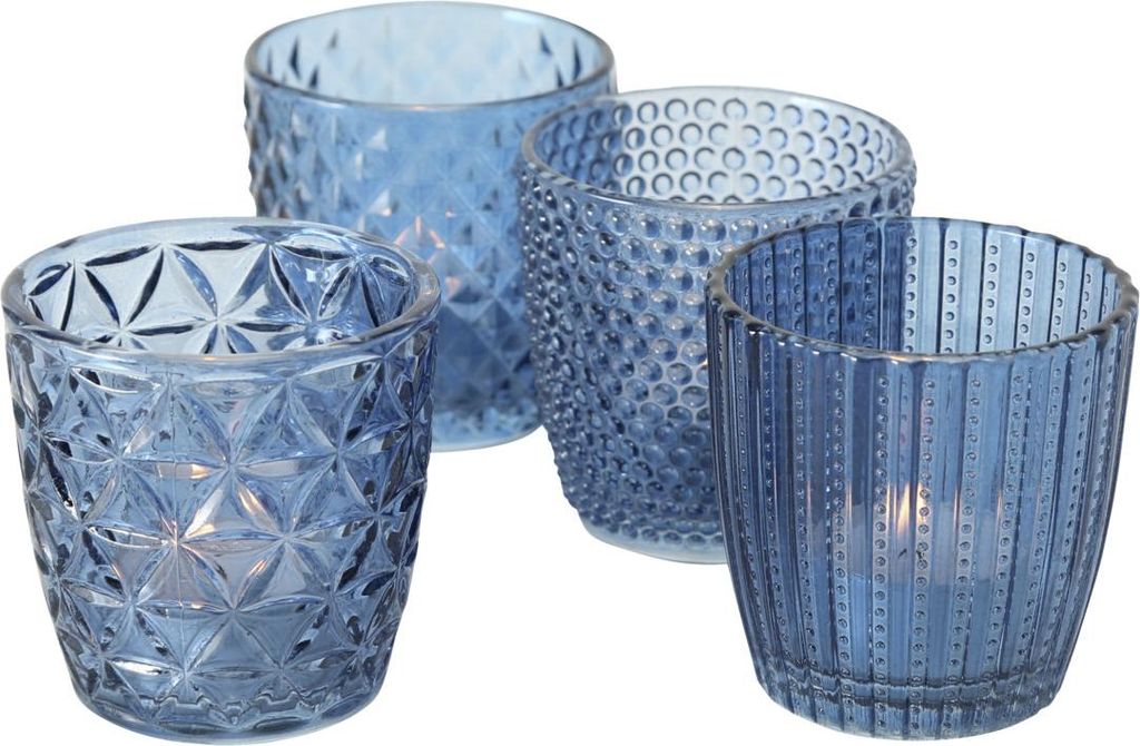 Boltze Windlicht Set Marilu 4-tlg blau Deko-Gläser Immagine del prodotto 