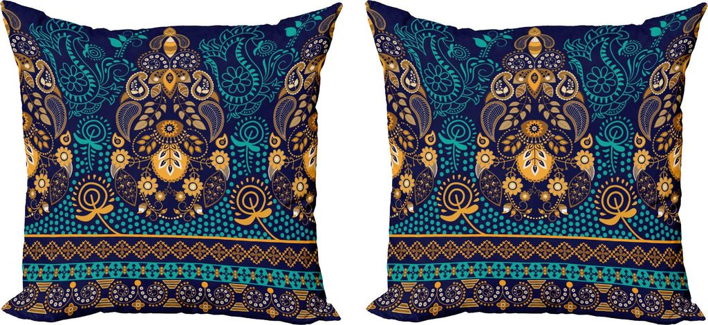 ABAKUHAUS Paisley Kissenbezug Set (2Stück), Ethnisches hintergründiges Design mit dem Muster von Blumen-Blättern und von Punkt-Bild, 40 x 40 cm,...