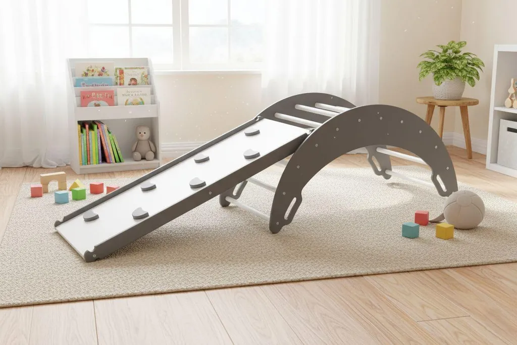 Espace de jeu modulable Moon Plus, structure en mousse blanche et grise - 2
