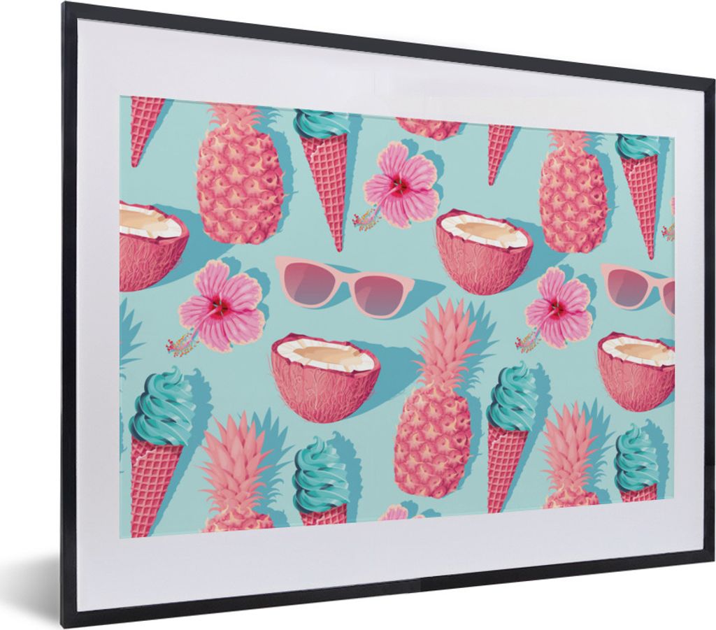 MuchoWow® Gerahmtes Poster Sommer - Ananas - Sonnenbrille Produktbild 