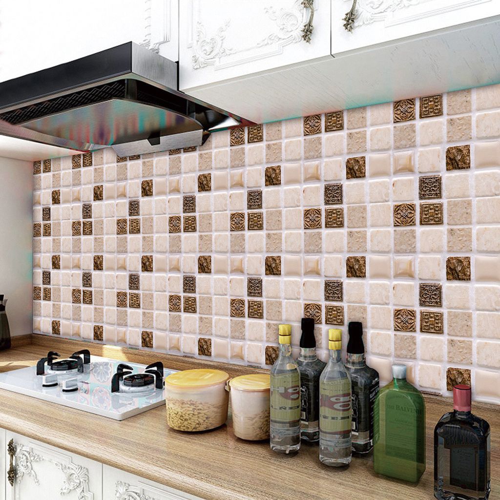 5/20Pcs 3D Selbstklebend Mosaiken Kachel Aufkleber Küche Badezimmer Wand Dekor 