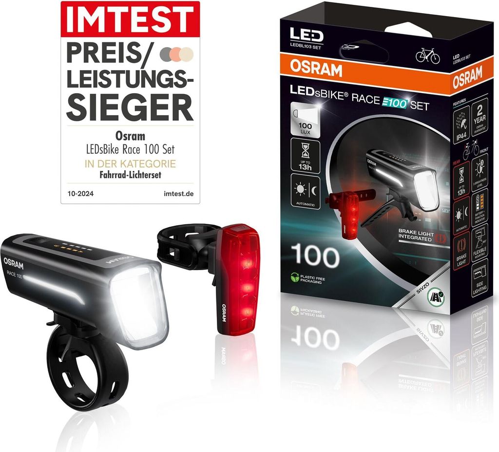 Set di luci Osram LEDs Bike Race con funzione luce di stop, Immagine del prodotto 