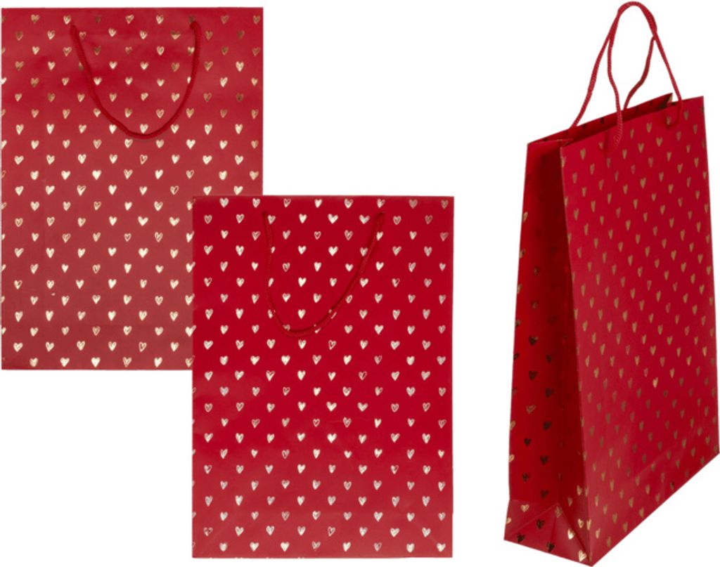 OOTB Rote Papier-Geschenktüte Shiny Hearts