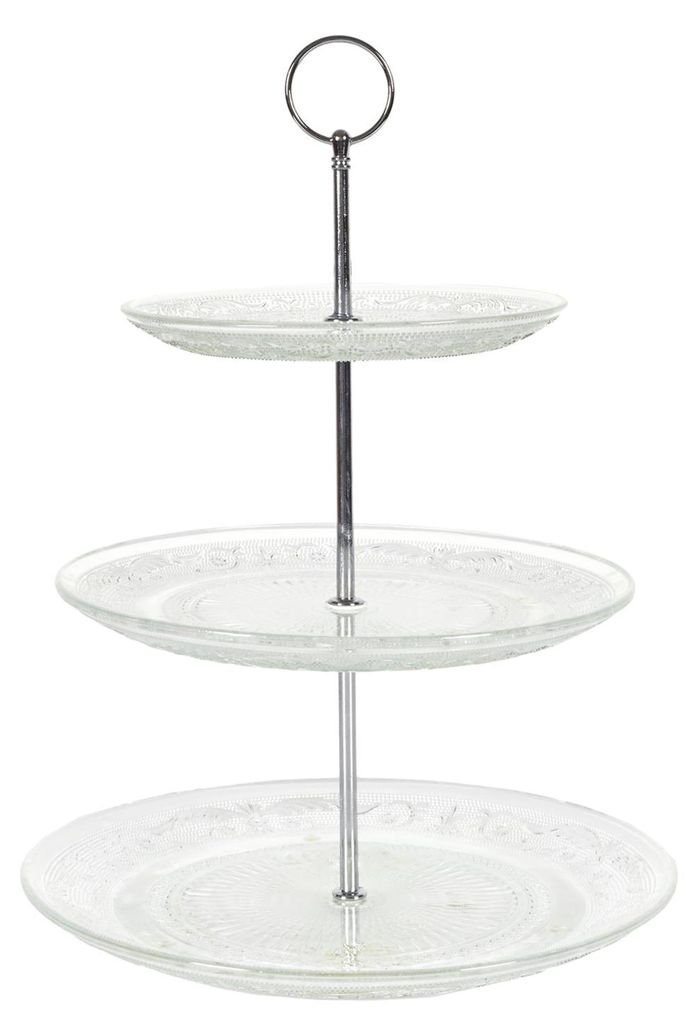 Etagere 3 Schichten - transparent - Metall - D25 x H35 cm - Hoher Tee - Kuchen - Dekorativ - Servier