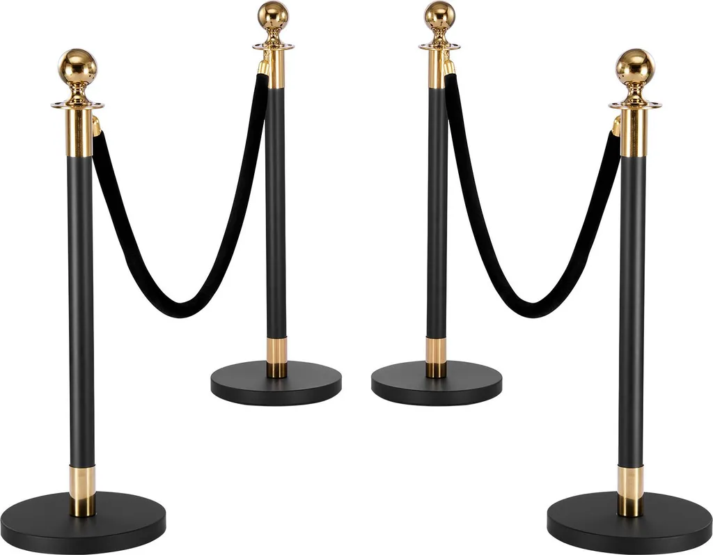 Poteau de Délimitation pour Exposition et Hôtel avec Corde Noir de 1,5m