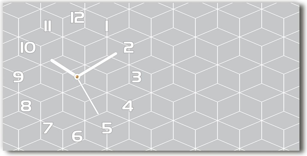 Wanduhr aus Glas – 60x30 cm - Glasbild - Glasuhr - Gehärtetes Glas - weisse-zeiger - Geometrischer Hintergrund