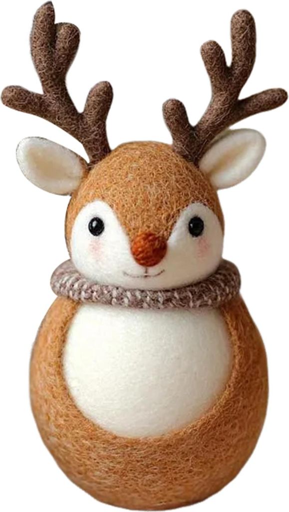 Filz-Rentierfigur, handgefertigt, Elch-Weihnachtsdekoration, niedliche kleine Wollfilz-Bastelarbeit für die Winterfeiertage, Etageren-Tablett-Tisc...