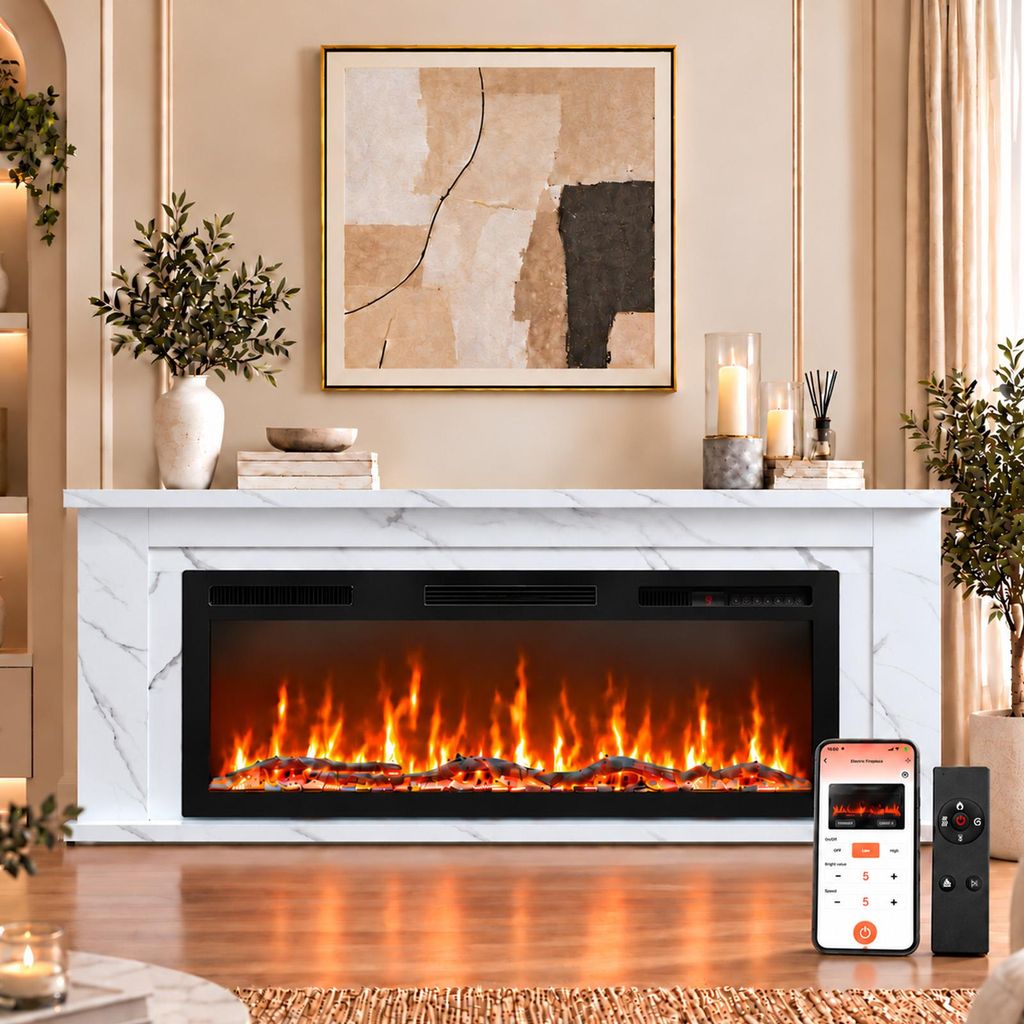 HOMAVO 50 Zoll Elektrokamin mit Schrank 1000/2000 W Produktbild 