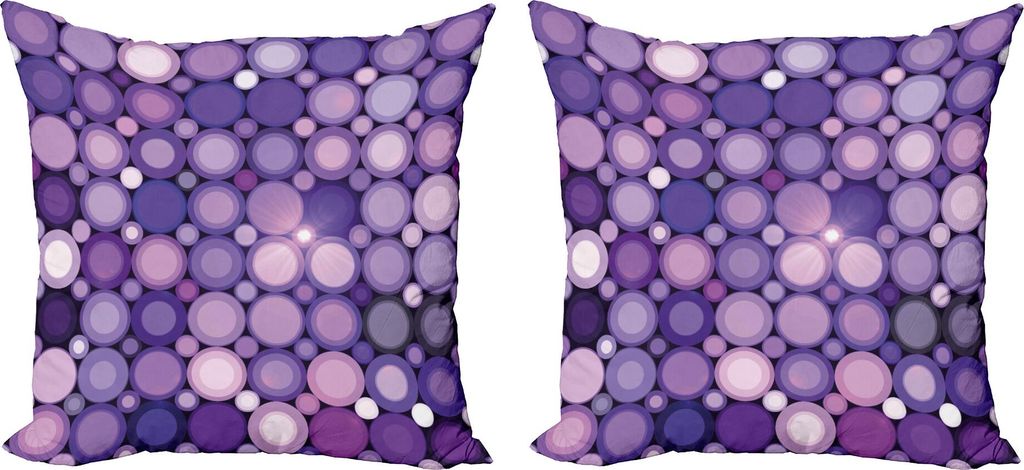 ABAKUHAUS Modern Kissenbezug Set (2Stück), Geometrische Violet Circles Round Disco inspiriert Design Kunstwerk, 45 x 45 cm, Baby Pink Lila