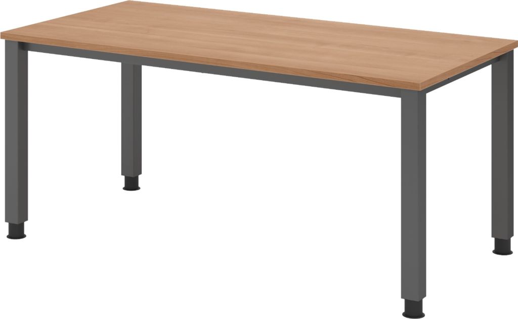 bümö Schreibtisch Serie-Q Gestell: Graphit - Größe: 160 x 80 cm, Nachbildung: Nussbaum