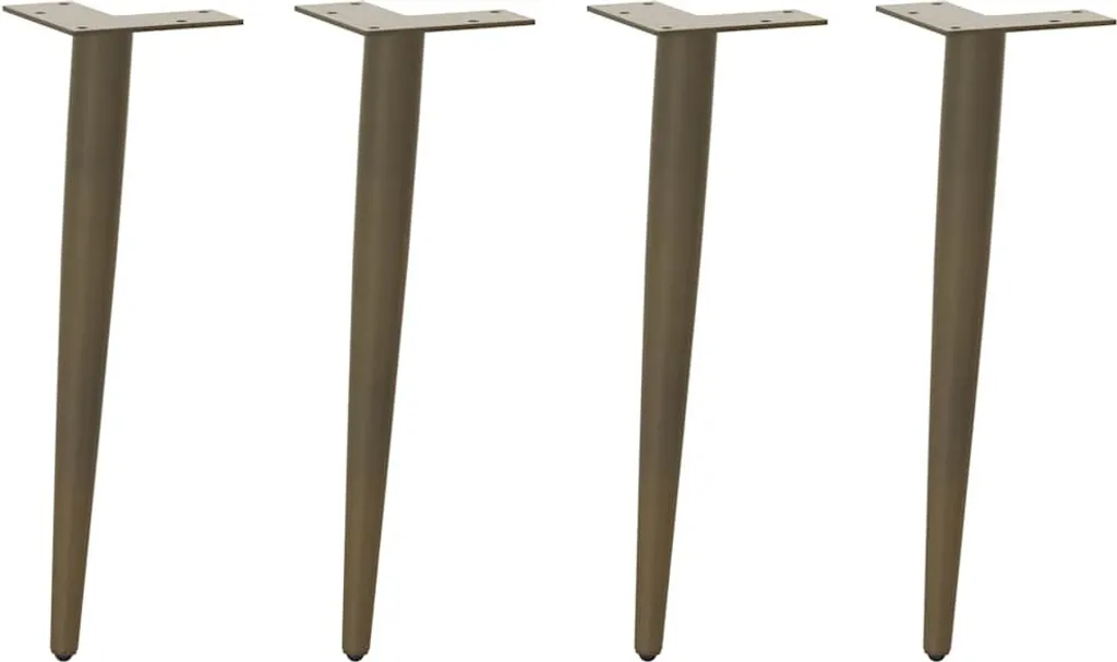 Gambe Tavolino Coniche 42cm Acciaio Naturale - Set 4 Pezzi Design DIY