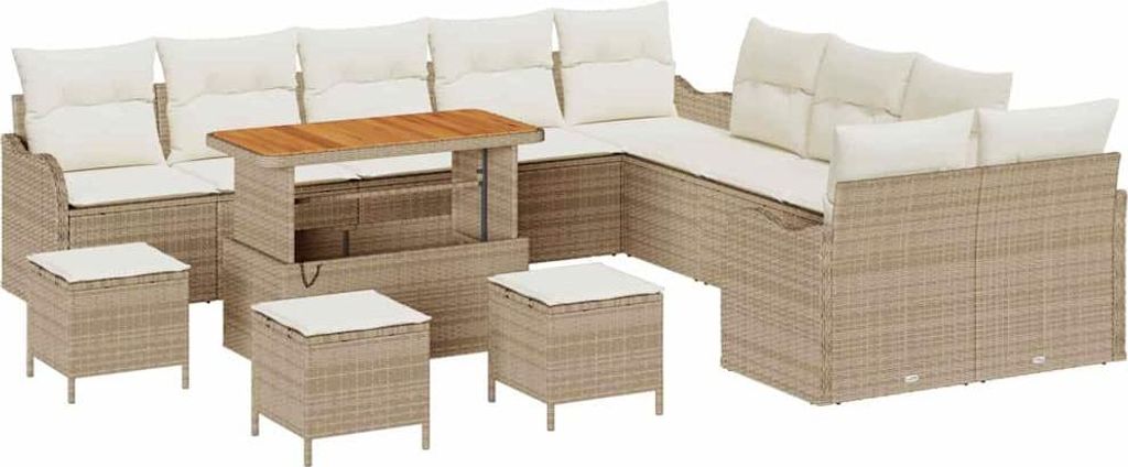 "2026 MODERNE" Garten-Sofa-Set - Balkonmöbel/Loungeset - elegantes Design - mit Kissen mit Speicher 14 pcs Beige und Creme - 110x55x71cm - Gartens...