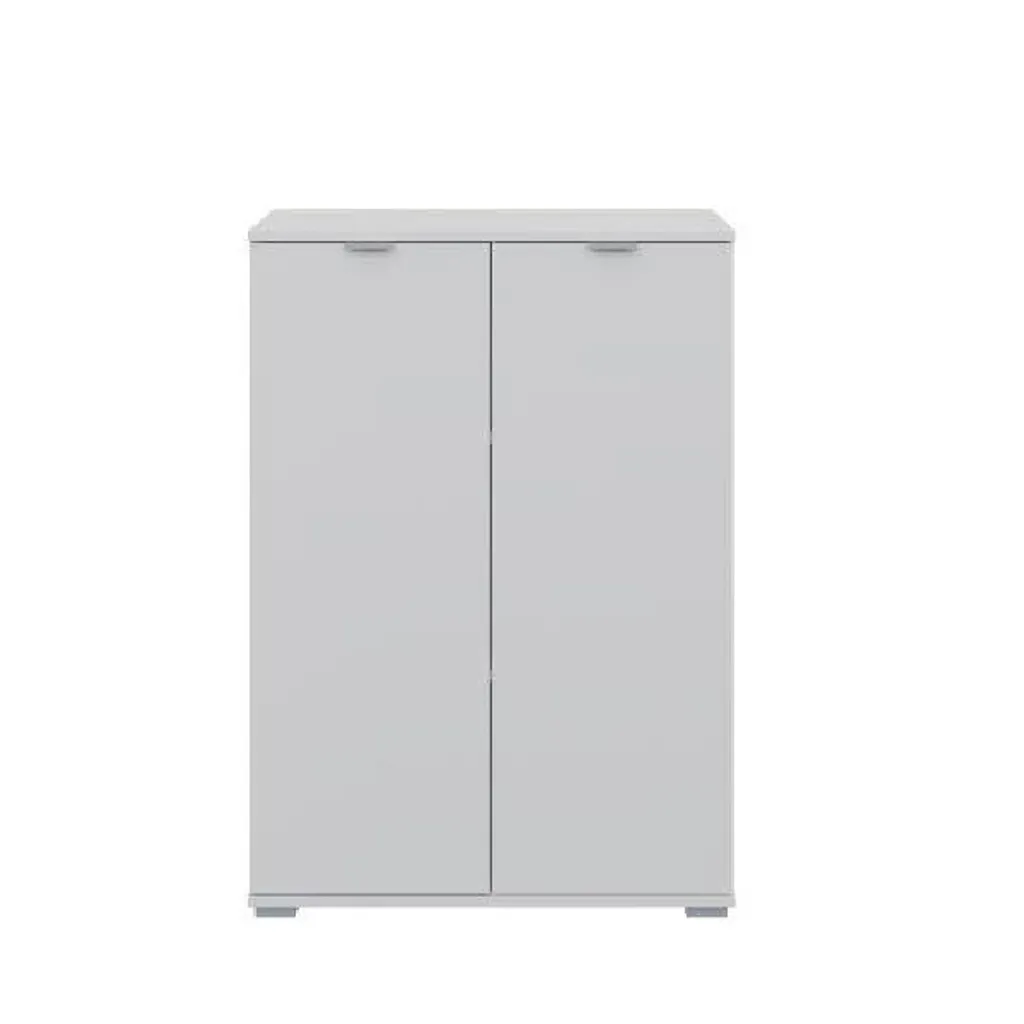 Commode KOSSE 2 blanc laqué avec portes - Meuble de rangement robuste