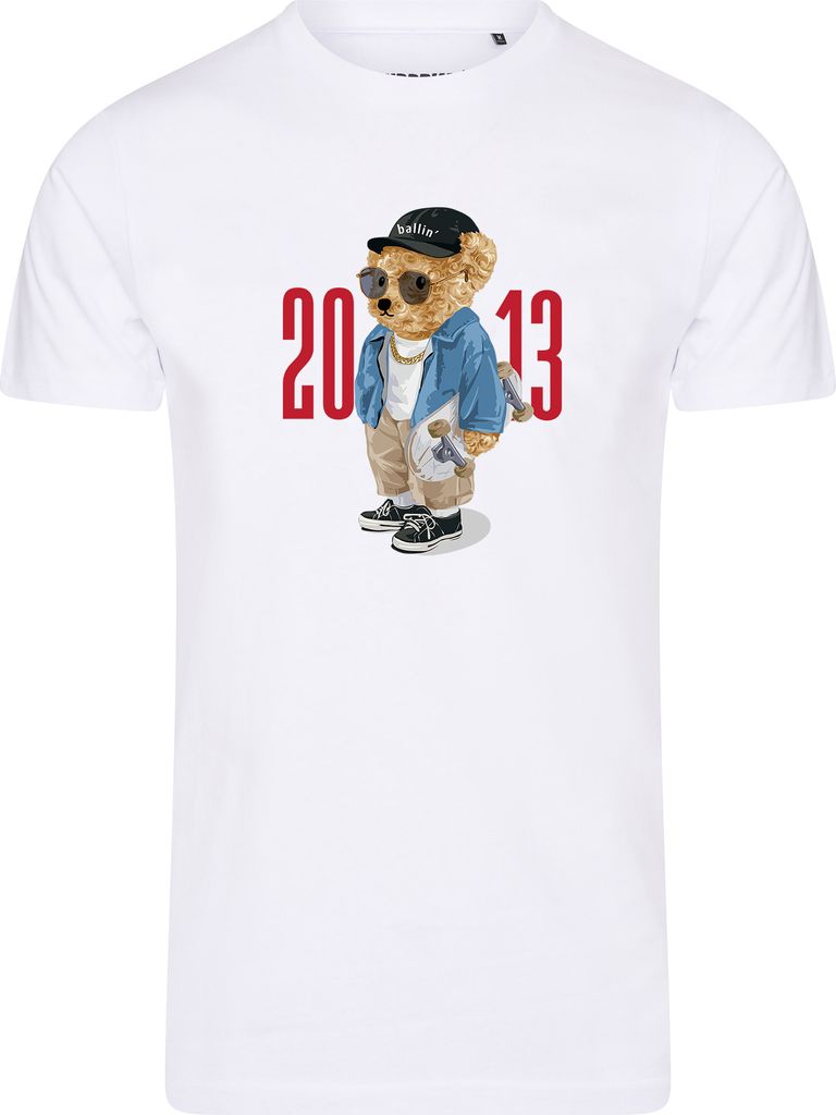 Ballin Est. 2013 Skater Bear Tee Weiss - Große XXL