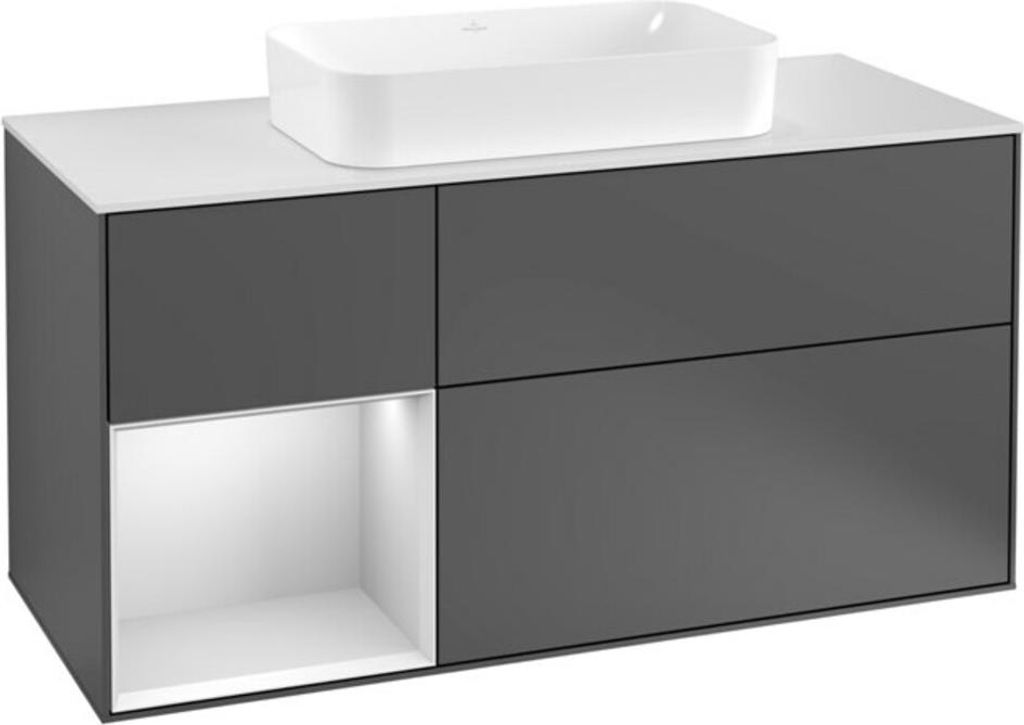 V&B Waschtischunterschrank Wandbeleuchtung Finion 120cm, Pl w m, Rg l w m Lac, Anthrac. m