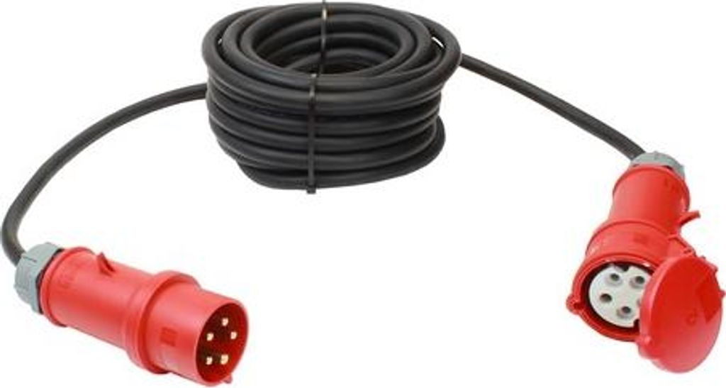 Verlängerungskabel, CEE 32 A, 5-polig, schwarz 10 m, H07RN-F 5G4