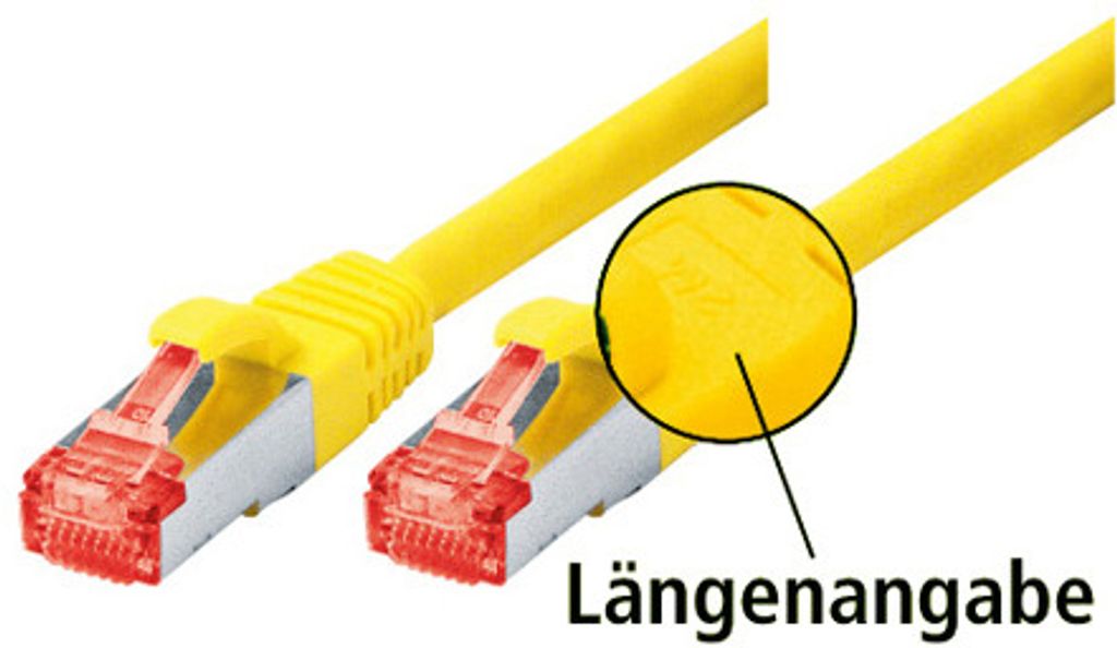 TECLINE Patchkabel Cat. 6, S/FTP (PiMF), halogenfrei, mit Rastnasenschutz, gelb, 1,0 m