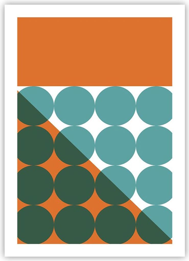 Poster - Poster ohne Rahmen - Koliken Türkis Orange - 50x70 cm - Wand Bild - Wanddeko - Wandbilder - Kunstposter - Wandposter - Bilder - Kunstdruc...