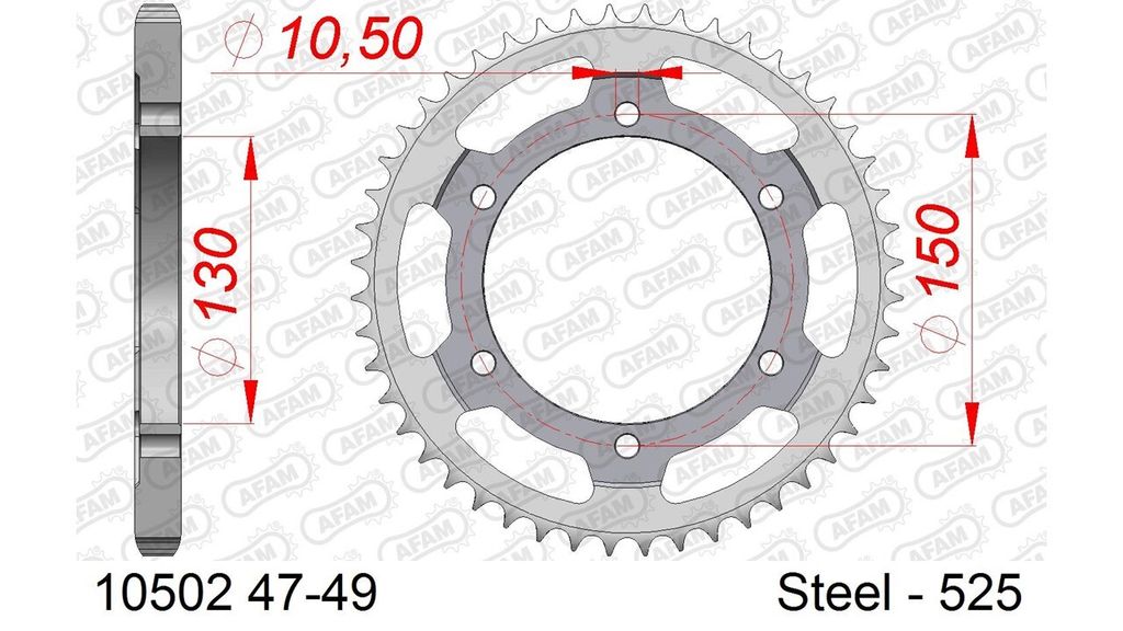 AFAM Standard Stahlritzel hinten 10502 - 525