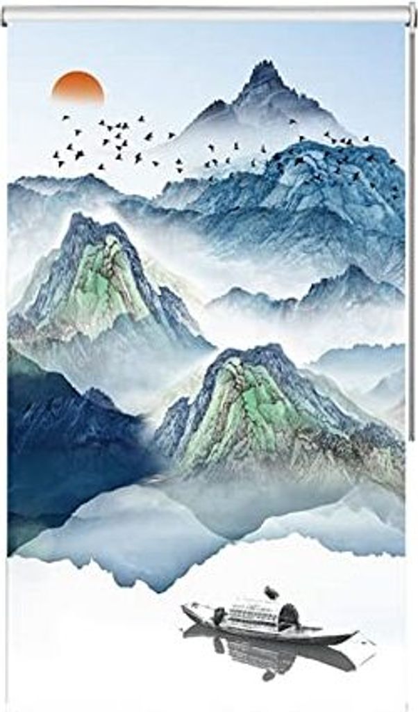 Tragbarer Blackout Blind, Gemusterte Verdunkelungsrollos, wasserdichter Fensterrollo mit Montage, 60 cm/80 cm/100 cm/120 cm/140 cm