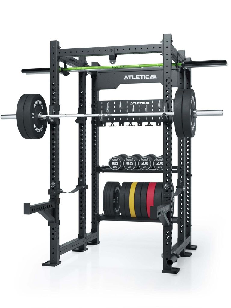 ATLETICA R8 Utile | Power Rack | 6-Pfosten Power Rack mit praktischem Storage System | Lagerregal für Kurzhanteln und Bumper Plates