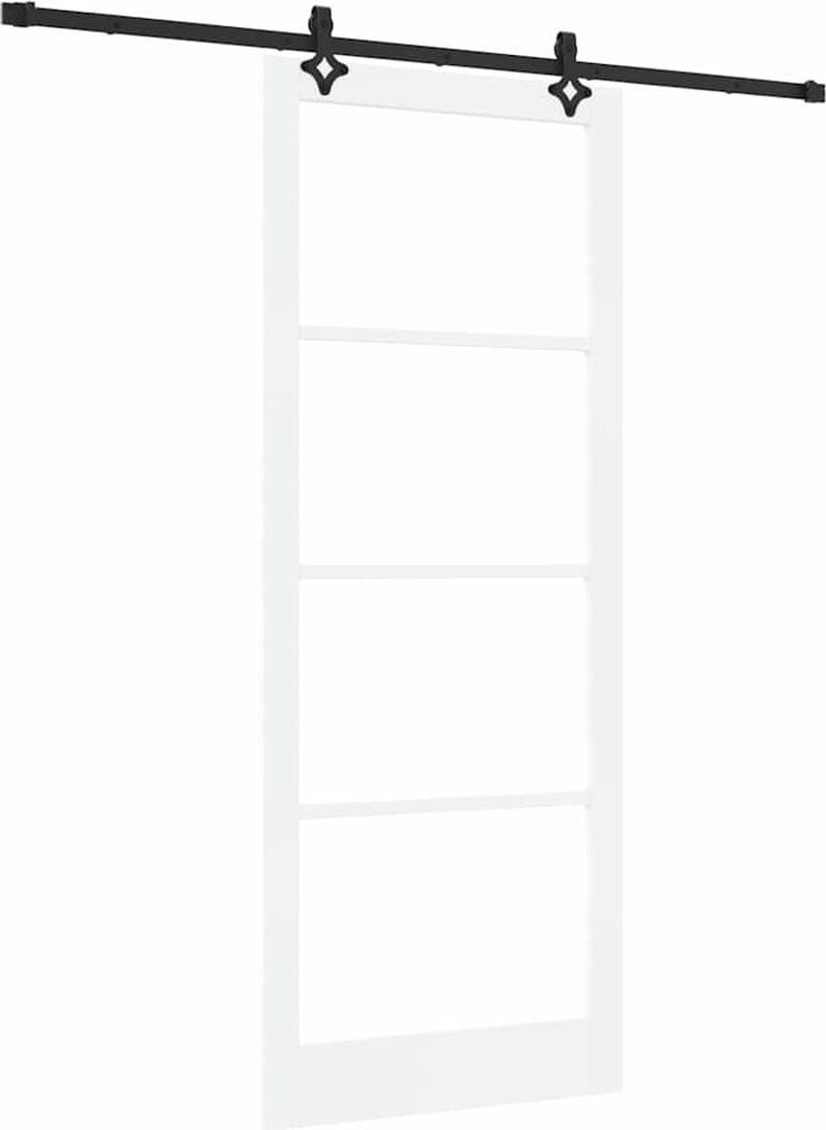 vidaXL Schiebetür Weiß 93 x 232 cm Massivholz Kiefer und Glas