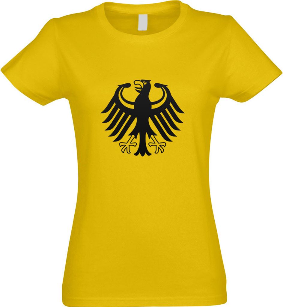 Kiwistar - T-Shirt tailliert - Damen - gelb - Bundeswappen Deutschlands - mit Motiv Bedruckt - Funshirt Design - Sport - Freizeit - Damen - M
