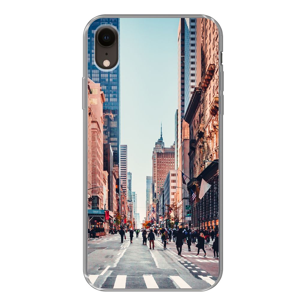 MuchoWow Handyhülle Schutzhülle Hülle für iPhone XR Veteranenparade in New York Silikon Softcase Handy Hülle - Schutzdeckel