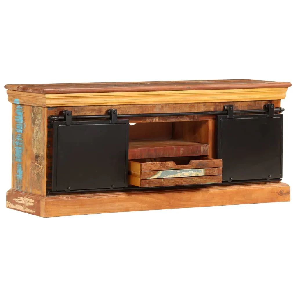 Meuble TV pour Salon Industriel - Support en Bois Massif Récupéré 110cm