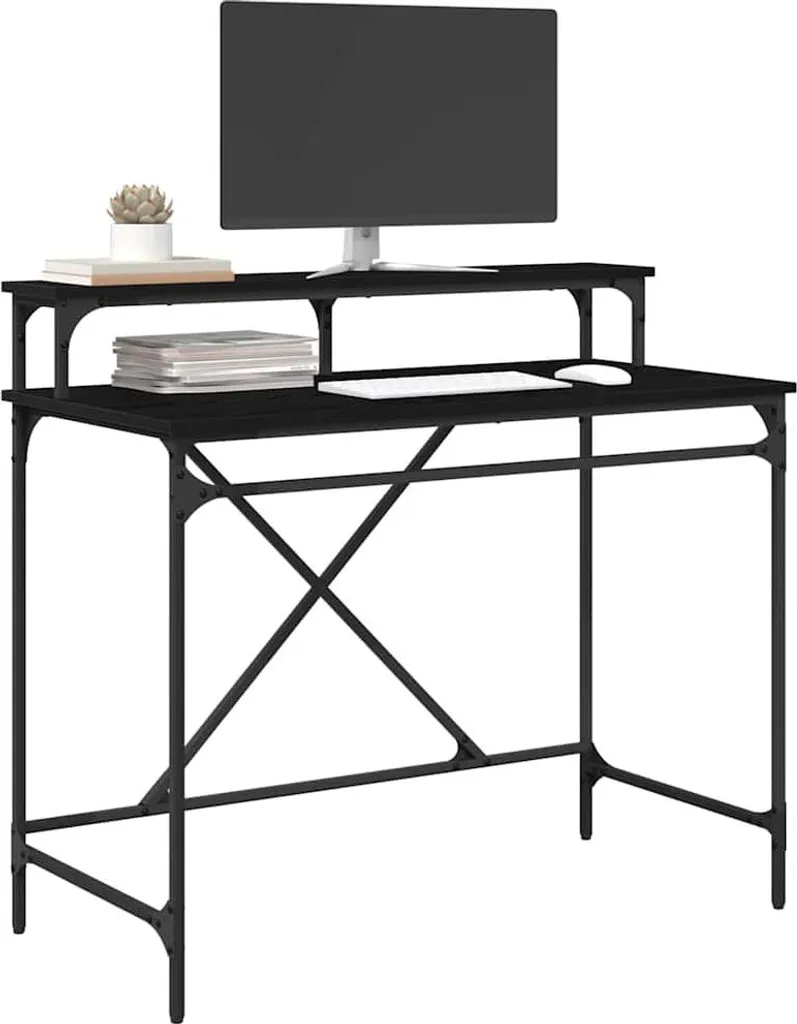 SYFAX™ Scrivania Computer 100x50x90 cm Nero: Legno Multistrato Moderno - 2