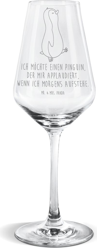 Mr. & Mrs. Panda Weinglas Pinguin marschieren - Transparent - Geschenk, Weißwein Glas, Spazieren, Für, Aufstehen, Unausgeschlafen, Familie, Brude...